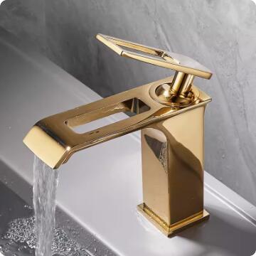 Brass Golden Printed Art Designed Waterfall Mixer Water Bathroom Sink Tap TG0198 Brass Golden Printed Art Designed Waterfall Mixer Water Bathroom Sink Tap TG0198