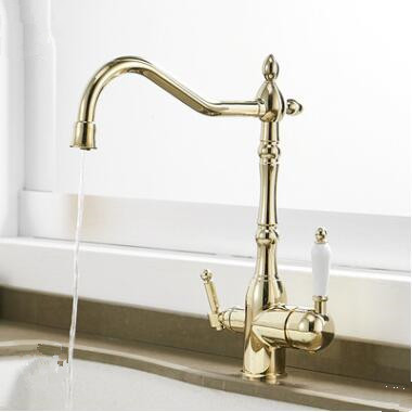 Antique Brass Golden Printed Mixer Three Way Drinking Water Kitchen Sink Tap TG0210 Antique Brass Golden Printed Mixer Three Way Drinking Water Kitchen Sink Tap TG0210