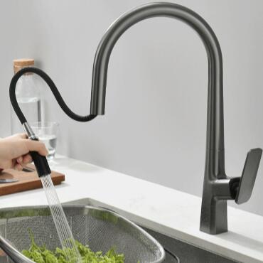 Antique Gun-Grey Brass Retractable Head Spray Pull Out Kitchen Tap TG0218P Antique Gun-Grey Brass Retractable Head Spray Pull Out Kitchen Tap TG0218P
