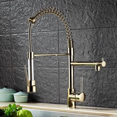 Antique Brass Bright Golden Printed Spring Kitchen Pull Out Mixer Sink Tap TG0459 Antique Brass Bright Golden Printed Spring Kitchen Pull Out Mixer Sink Tap TG0459