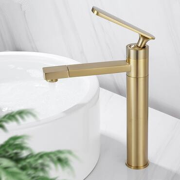 Antique Nickel Brushed Golden Brass 360° Rotatable Spout High Bathroom Sink Tap TG248NH Antique Nickel Brushed Golden Brass 360° Rotatable Spout High Bathroom Sink Tap TG248NH