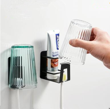 Black Simple No punching Stainless Steel Rust Prevention Toothbrush Holder Set TH0220 Black Simple No punching Stainless Steel Rust Prevention Toothbrush Holder Set TH0220