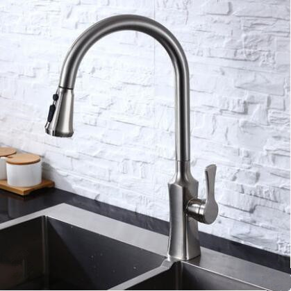 Antique Nickel Brushed Brass 360° Rotatable Pull Out Kitchen Tap TN355P Antique Nickel Brushed Brass 360° Rotatable Pull Out Kitchen Tap TN355P