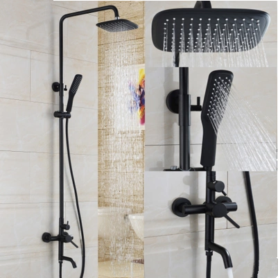 Antique Matte Balck Finished Bathroom Brass Mixer Shower Tap Set TS0685B Antique Matte Balck Finished Bathroom Brass Mixer Shower Tap Set TS0685B