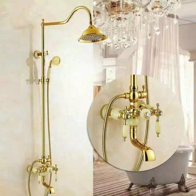 New Design Brass Delicate Bathroom Golden Rainfall Wall Mounted Shower Tap TS1432G New Design Brass Delicate Bathroom Golden Rainfall Wall Mounted Shower Tap TS1432G