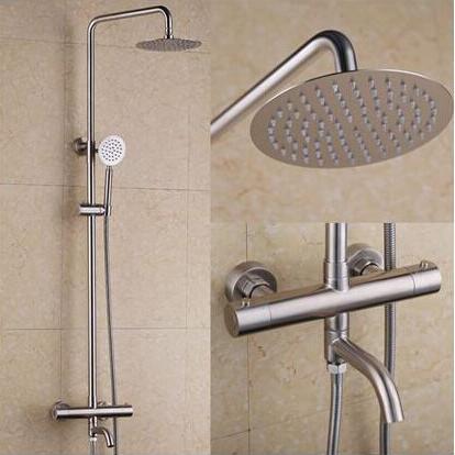 Thermostat Stainless Steel Rainfall Bathroom Shower Set TS336S Thermostat Stainless Steel Rainfall Bathroom Shower Set TS336S