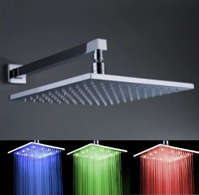 Contemporary 12 inch Brass Color Changing LED Square Shower Head - TS439S Contemporary 12 inch Brass Color Changing LED Square Shower Head - TS439S