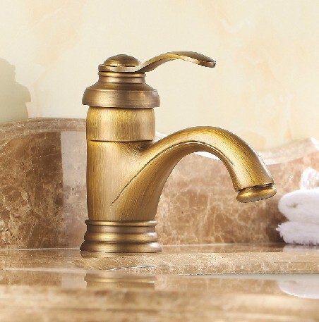 Antique Inspired Brass Bathroom Sink Tap - Polished Brass Finish T0405A Antique Inspired Brass Bathroom Sink Tap - Polished Brass Finish T0405A