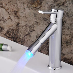 Contemporary Color Changing LED Bathroom Sink Tap - T1896F Contemporary Color Changing LED Bathroom Sink Tap - T1896F
