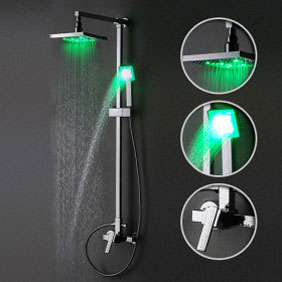 Contemporary Color Changing 8 inch Shower Head + Hand Shower LED Shower Tap - TSF002 Contemporary Color Changing 8 inch Shower Head + Hand Shower LED Shower Tap - TSF002