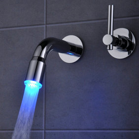 Contemporary Color Changing LED Waterfall Widespread Bathroom Sink Tap T0460F Contemporary Color Changing LED Waterfall Widespread Bathroom Sink Tap T0460F