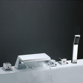 Contemporary Tub Tap with Stainless Steel Spout + Hand Shower T7018 Contemporary Tub Tap with Stainless Steel Spout + Hand Shower T7018