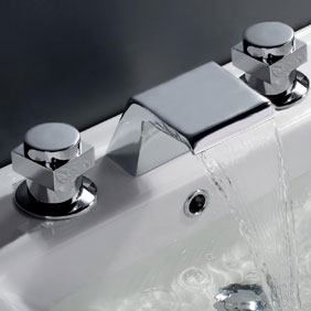Contemporary Waterfall Bathroom Tap (Chrome Finish, Widespread) T7005 Contemporary Waterfall Bathroom Tap (Chrome Finish, Widespread) T7005