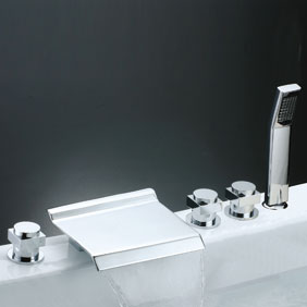 Contemporary Waterfall Tub Tap with Hand Shower (Chrome Finish) T7015 Contemporary Waterfall Tub Tap with Hand Shower (Chrome Finish) T7015