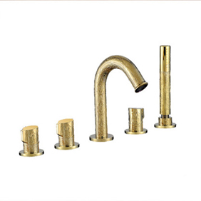 Antique Brass Luxury Widespread Tub Tap with Hand Shower T0437 Antique Brass Luxury Widespread Tub Tap with Hand Shower T0437
