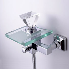 Contemporary Single Handle Wall-mount Waterfall Glass Bathtub Tap - T0819W Contemporary Single Handle Wall-mount Waterfall Glass Bathtub Tap - T0819W