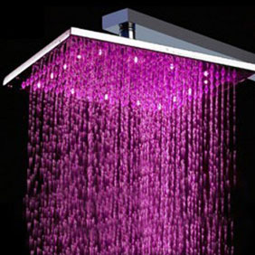 Contemporary Square Chrome Faint LED Light Stainless Steel Shower Head - T325 Contemporary Square Chrome Faint LED Light Stainless Steel Shower Head - T325