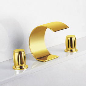 Ti-PVD Finished Waterfall Widespread Bathroom Sink Tap T-7022G Ti-PVD Finished Waterfall Widespread Bathroom Sink Tap T-7022G