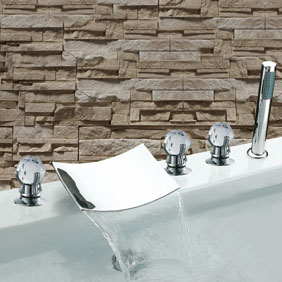Waterfall Chrome Three Handles Widespread Bathroom Sink Tap T7020 Waterfall Chrome Three Handles Widespread Bathroom Sink Tap T7020