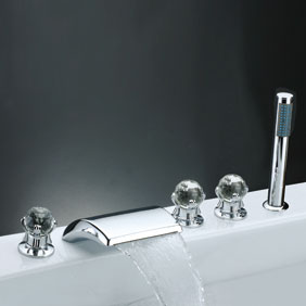 Waterfall Tub Tap with Hand Shower (Chrome Finish) T7014 Waterfall Tub Tap with Hand Shower (Chrome Finish) T7014
