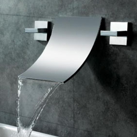 Waterfall Widespread Contemporary Bathroom Sink Tap (Chrome Finish) T6014A Waterfall Widespread Contemporary Bathroom Sink Tap (Chrome Finish) T6014A